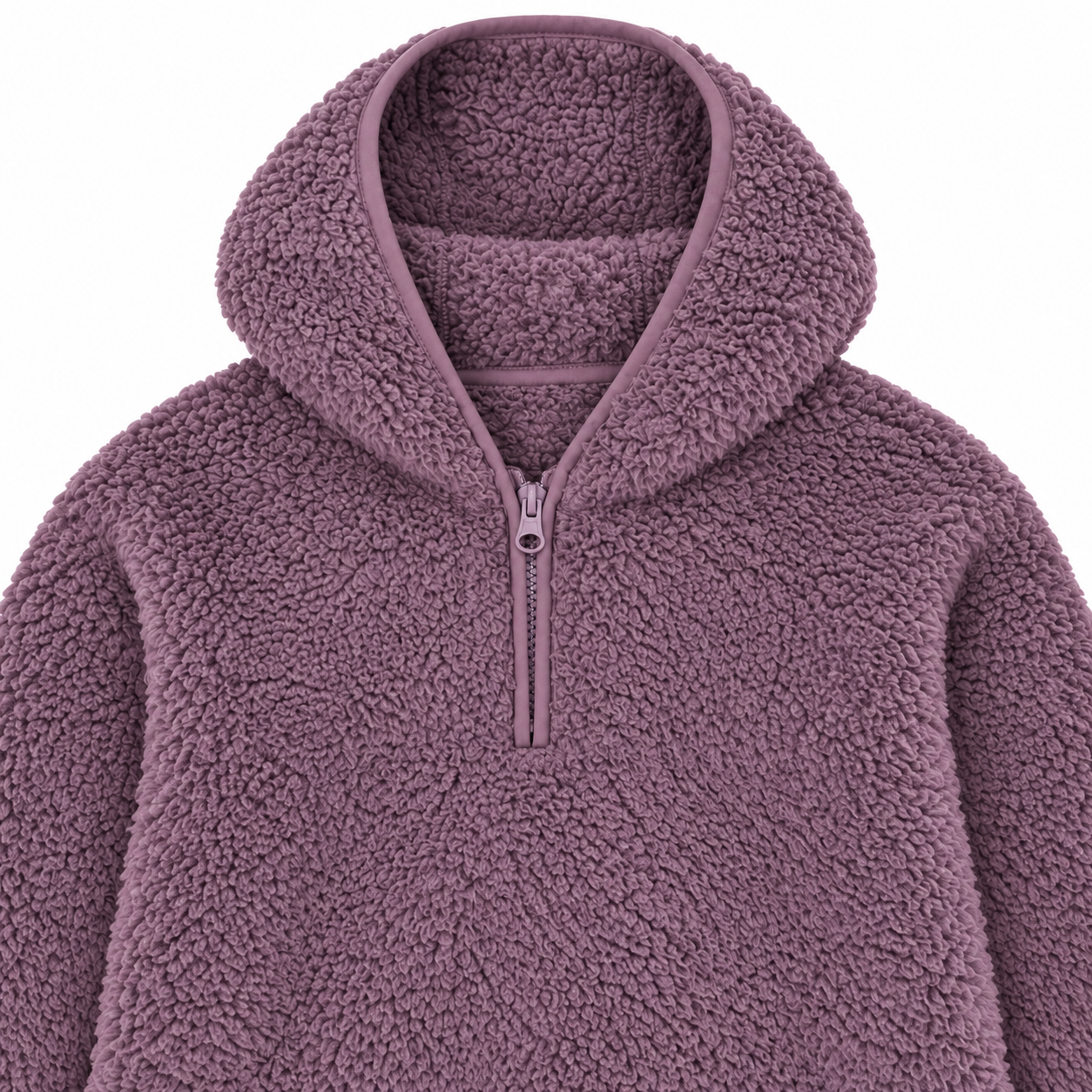 Mergaitiškas violetinis pūkuotas džemperis su gobtuvu - Image 2